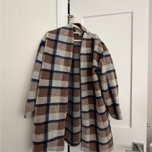 Cotton Emporium Plaid Jacket in Brown, Navy & Cream